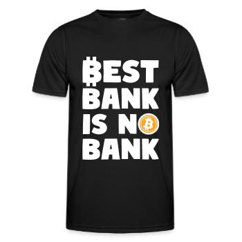 BEST BANK IS NO BANK Cryptocurrencies Motto - Men's Functional T-Shirt - black - Front - AI Model Male 178 dark (178cm)