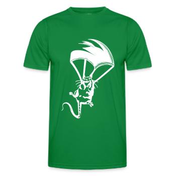 Ratte Fallschirm Graffiti Banksy Street Art - Männer Funktions-T-Shirt - Kelly Green - Vorne - AI Model Male 178 dark (178cm)