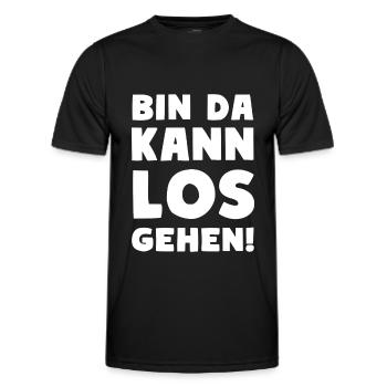 BIN DA KANN LOSGEHEN Party Motto - Männer Funktions-T-Shirt - Schwarz - Vorne - AI Model Male 178 dark (178cm)