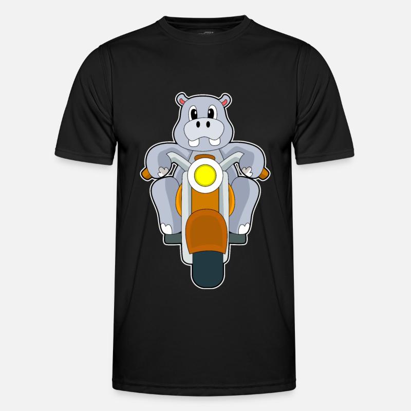 Nilpferd Motorrad - Männer Funktions-T-Shirt - Schwarz