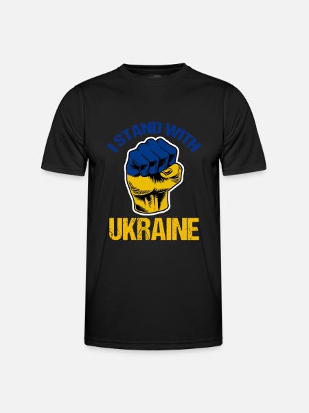 Stoję z ukrainą Flaga ukraińska - Funkcjonalna koszulka męska - czarny