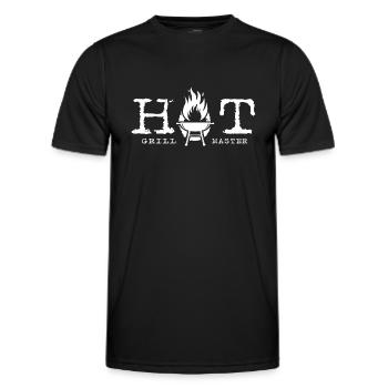 "Hot Grillmaster" BBQ Steak Holzkohle-Grill - Männer Funktions-T-Shirt - Schwarz - Vorne - AI Model Male 178 dark (178cm)