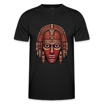 Kunstvoll farbenfrohe Inka Aztekenmaske - Männer Funktions-T-Shirt - Schwarz - Vorne - AI Model Male 178 dark (178cm)