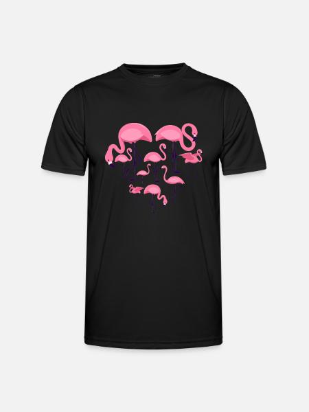 Herz Flamingo - Männer Funktions-T-Shirt - Schwarz