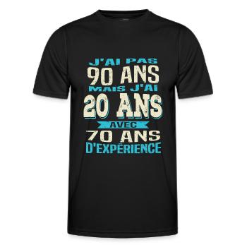 Anniversaire 90 ans - T-shirt sport Homme - noir - Devant - AI Model Male 178 dark (178cm)