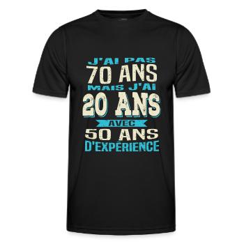 Anniversaire 70 ans - T-shirt sport Homme - noir - Devant - AI Model Male 178 dark (178cm)