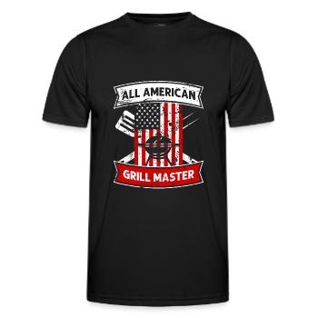 All American Grill Master BBQ Distressed USA Flag - T-shirt sport Homme - noir - Devant - AI Model Male 178 dark (178cm)