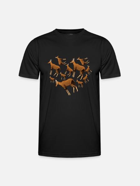 Herz Antilope - Männer Funktions-T-Shirt - Schwarz
