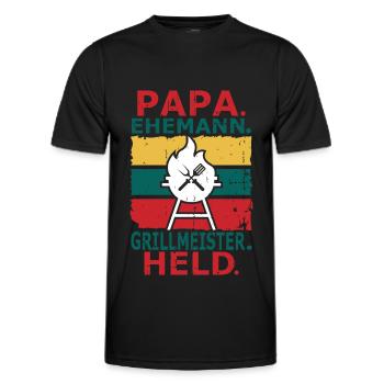 Grillmeister Papa Lustiger Grill - Männer Funktions-T-Shirt - Schwarz - Vorne - AI Model Male 178 dark (178cm)
