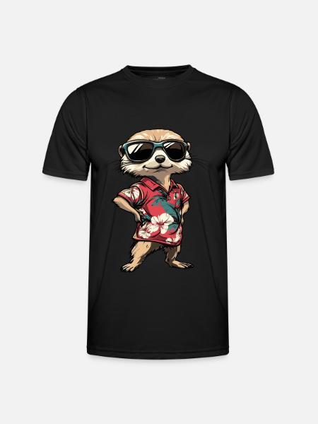 Erdmännchen Lustig Sommer - Männer Funktions-T-Shirt - Schwarz