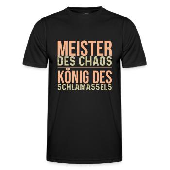 Meister Des Chaos König Des Schlamassels - Männer Funktions-T-Shirt - Schwarz - Vorne - AI Model Male 178 dark (178cm)