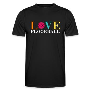 Floorball Unihockey FLOORBALL-LOVE Floorballer - Männer Funktions-T-Shirt - Schwarz - Vorne - AI Model Male 178 dark (178cm)