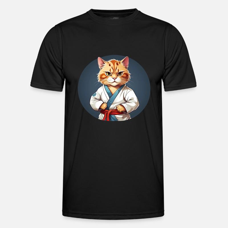 Karate Cat - Cat Design - Men's Functional T-Shirt - black