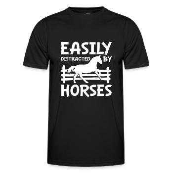 Leicht von Pferden abgelenkt - Männer Funktions-T-Shirt - Schwarz - Vorne - AI Model Male 178 dark (178cm)
