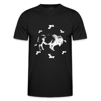 Bison - Büffel - Männer Funktions-T-Shirt - Schwarz - Vorne - AI Model Male 178 dark (178cm)