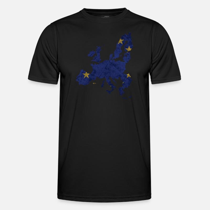 Europe - frontière nationale dans le drapeau national T-shirt sport Homme
