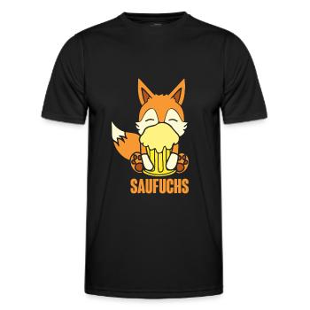 Fuchs Saufuchs Biertrinker Saufen Bier - Männer Funktions-T-Shirt - Schwarz - Vorne - AI Model Male 178 dark (178cm)