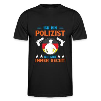 Polizei Polizist Polizisten Polizeibeamter - Männer Funktions-T-Shirt - Schwarz - Vorne - AI Model Male 178 dark (178cm)
