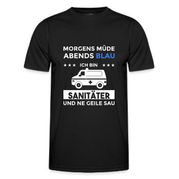 Morgens Müde Abends Blau Sanitäter - Männer Funktions-T-Shirt - Schwarz - Vorne - AI Model Male 178 dark (178cm)