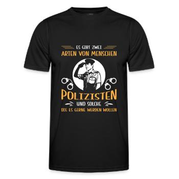 Polizei Polizist Polizisten Polizeibeamter - Männer Funktions-T-Shirt - Schwarz - Vorne - AI Model Male 178 dark (178cm)