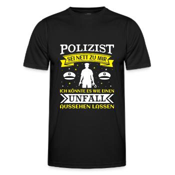 Polizei Polizist Polizisten Polizeibeamter - Männer Funktions-T-Shirt - Schwarz - Vorne - AI Model Male 178 dark (178cm)