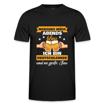 Morgens Müde Abends Blau Deutschlehrer - Männer Funktions-T-Shirt - Schwarz - Vorne - AI Model Male 178 dark (178cm)
