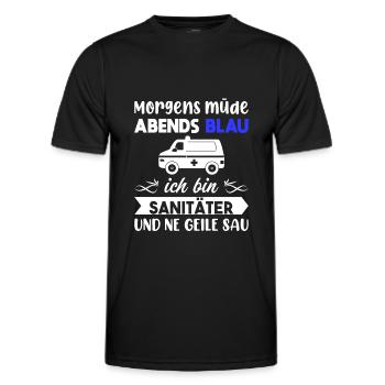 Morgens Müde Abends Blau Sanitäter - Männer Funktions-T-Shirt - Schwarz - Vorne - AI Model Male 178 dark (178cm)