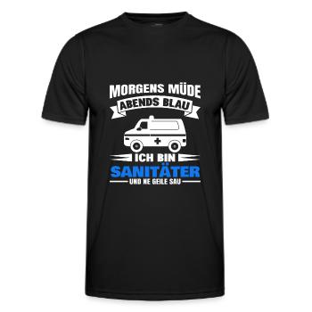 Morgens Müde Abends Blau Sanitäter - Männer Funktions-T-Shirt - Schwarz - Vorne - AI Model Male 178 dark (178cm)