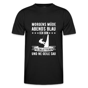 Morgens Müde Abends Blau Felskletterer - Männer Funktions-T-Shirt - Schwarz - Vorne - AI Model Male 178 dark (178cm)