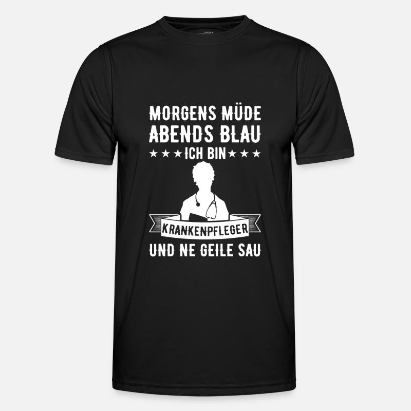 Morgens Müde Abends Blau Krankenpfleger - Männer Funktions-T-Shirt - Schwarz