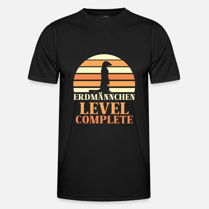 Erdmännchen Level Complete - Männer Funktions-T-Shirt - Schwarz