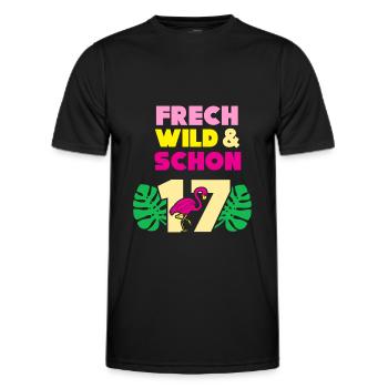 17 Jahre Geburtstag Flamingo - Männer Funktions-T-Shirt - Schwarz - Vorne - AI Model Male 178 dark (178cm)