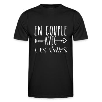 Couples with Chips, Crisps Fans Gift - Men's Functional T-Shirt - black - Front - AI Model Male 178 dark (178cm)