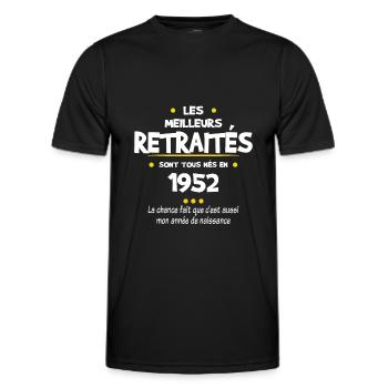 Retraite et 1952 cadeau humour retraité - T-shirt sport Homme - noir - Devant - AI Model Male 178 dark (178cm)