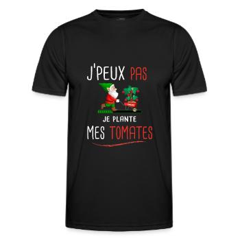 Je peux pas je plante mes tomates - T-shirt sport Homme - noir - Devant - AI Model Male 178 dark (178cm)