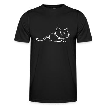 Cat cartoon cute lying - Men's Functional T-Shirt - black - Front - AI Model Male 178 dark (178cm)
