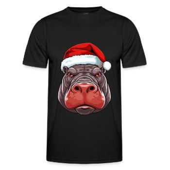 Nilpferd Weihnachten Tier Kopf - Männer Funktions-T-Shirt - Schwarz - Vorne - AI Model Male 178 dark (178cm)