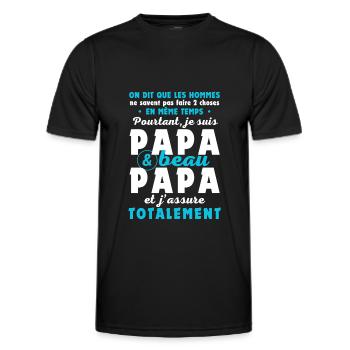 Je suis Papa beau-papa j'assure. Cadeau beau-père - T-shirt sport Homme - noir - Devant - AI Model Male 178 dark (178cm)