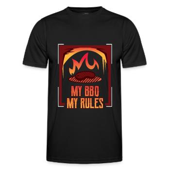 Grill BBQ My BBQ Rules BBQ Lover - Men's Functional T-Shirt - black - Front - AI Model Male 178 dark (178cm)