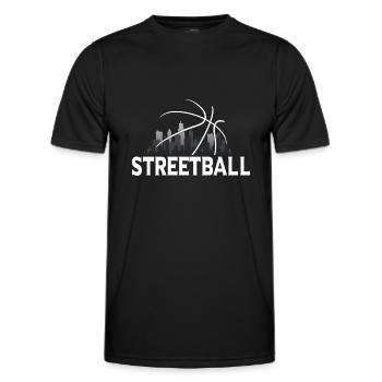 Streetball Skyline - Straßenbasketball - Männer Funktions-T-Shirt - Schwarz - Vorne - AI Model Male 178 dark (178cm)
