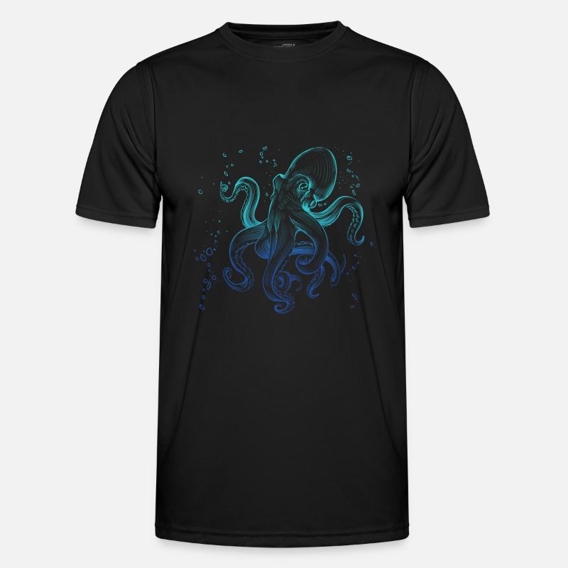 Octopus Squid Art Polyp Ocean - Men's Functional T-Shirt - black