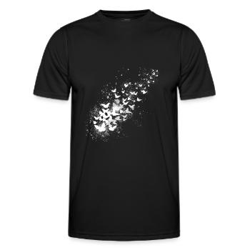 Schmetterlinge,graffiti,weiss, fliegen schwarm, - Männer Funktions-T-Shirt - Schwarz - Vorne - AI Model Male 178 dark (178cm)
