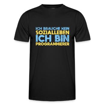 Ich Brauche Kein Sozialleben, Ich Bin... - Männer Funktions-T-Shirt - Schwarz - Vorne - AI Model Male 178 dark (178cm)