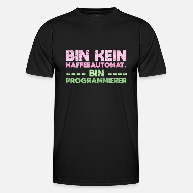 Bin Kein Kaffeeautomat, Bin Programmierer - Männer Funktions-T-Shirt - Schwarz