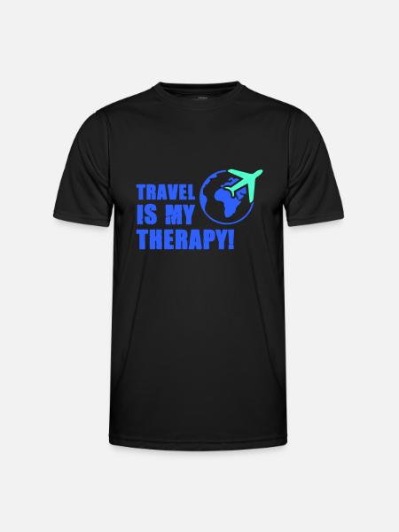 travel is my therapy - Men's Functional T-Shirt - black