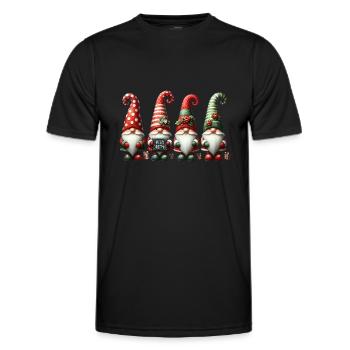 Des gnomes festifs avec « Joyeux Noël » - T-shirt sport Homme - noir - Devant - AI Model Male 178 dark (178cm)