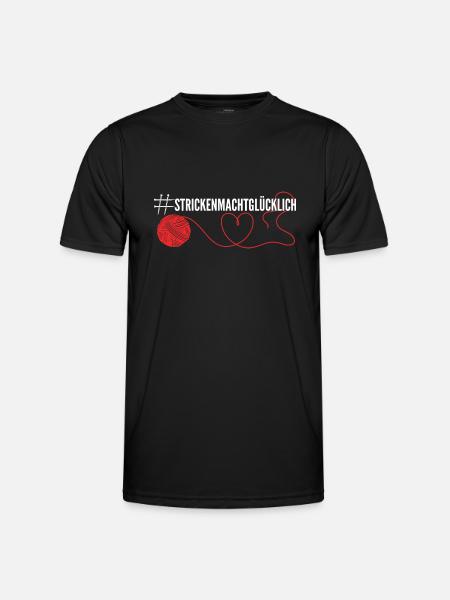 Stricken macht glücklich - Männer Funktions-T-Shirt - Schwarz
