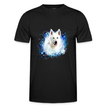 Chien de berger ,chien de berger blanc,Chien, peinture - T-shirt sport Homme - noir - Devant - AI Model Male 178 dark (178cm)