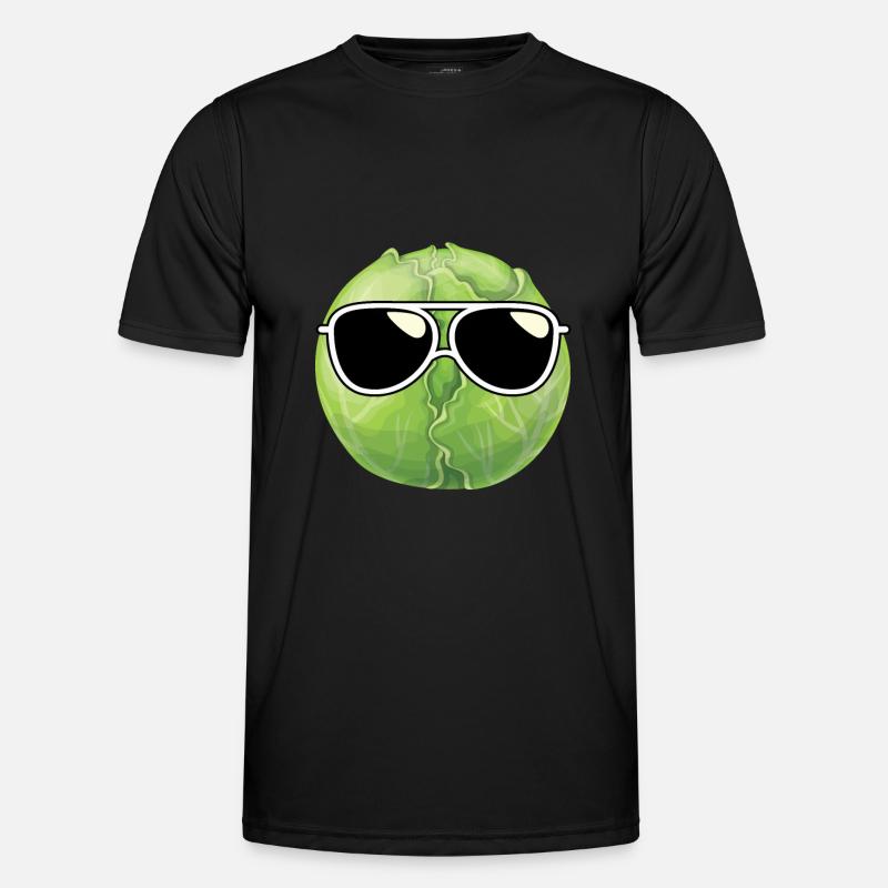 Brussels sprouts with sunglasses - Men's Functional T-Shirt - black