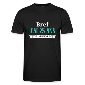 Bref j ai 25 ans pour la deuxième fois - T-shirt sport Homme - noir - Devant - AI Model Male 178 dark (178cm)